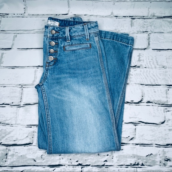 Free People Denim - Free People High Waist 4 Button Fly Wide Leg Jeans